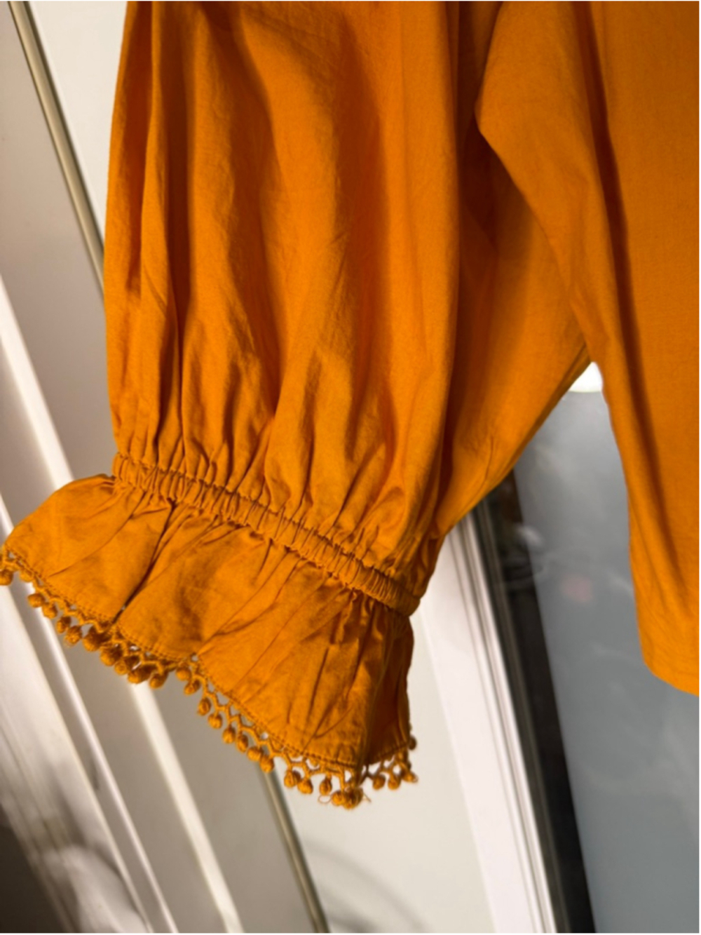 Free People Orange Embroidered Blouse Size XL - Picture 3 of 6
